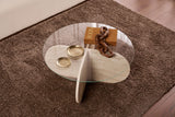 Salontabel Aris Rund 75 cm Glas - Travertin Understel 