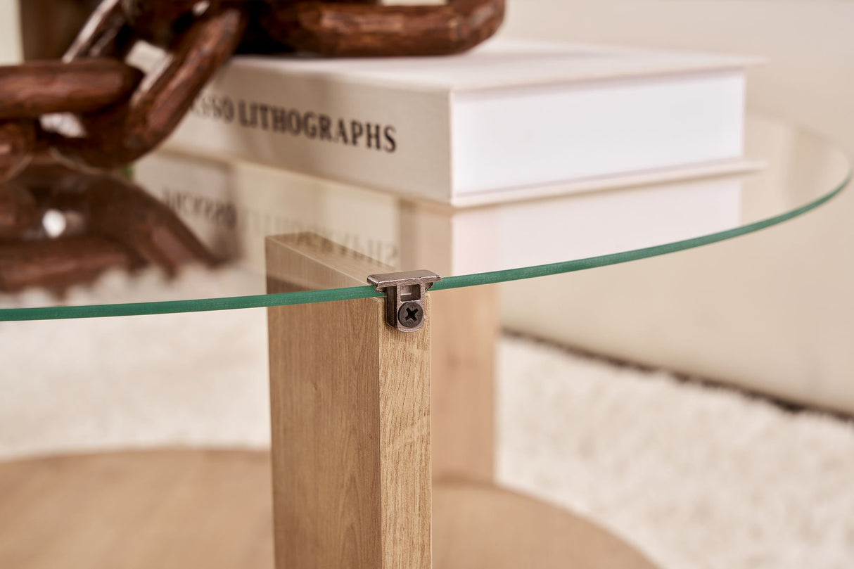 Cairo Salontafel Rond Ø75 cm Sapphire Oak - Glas 75x75x40 cm