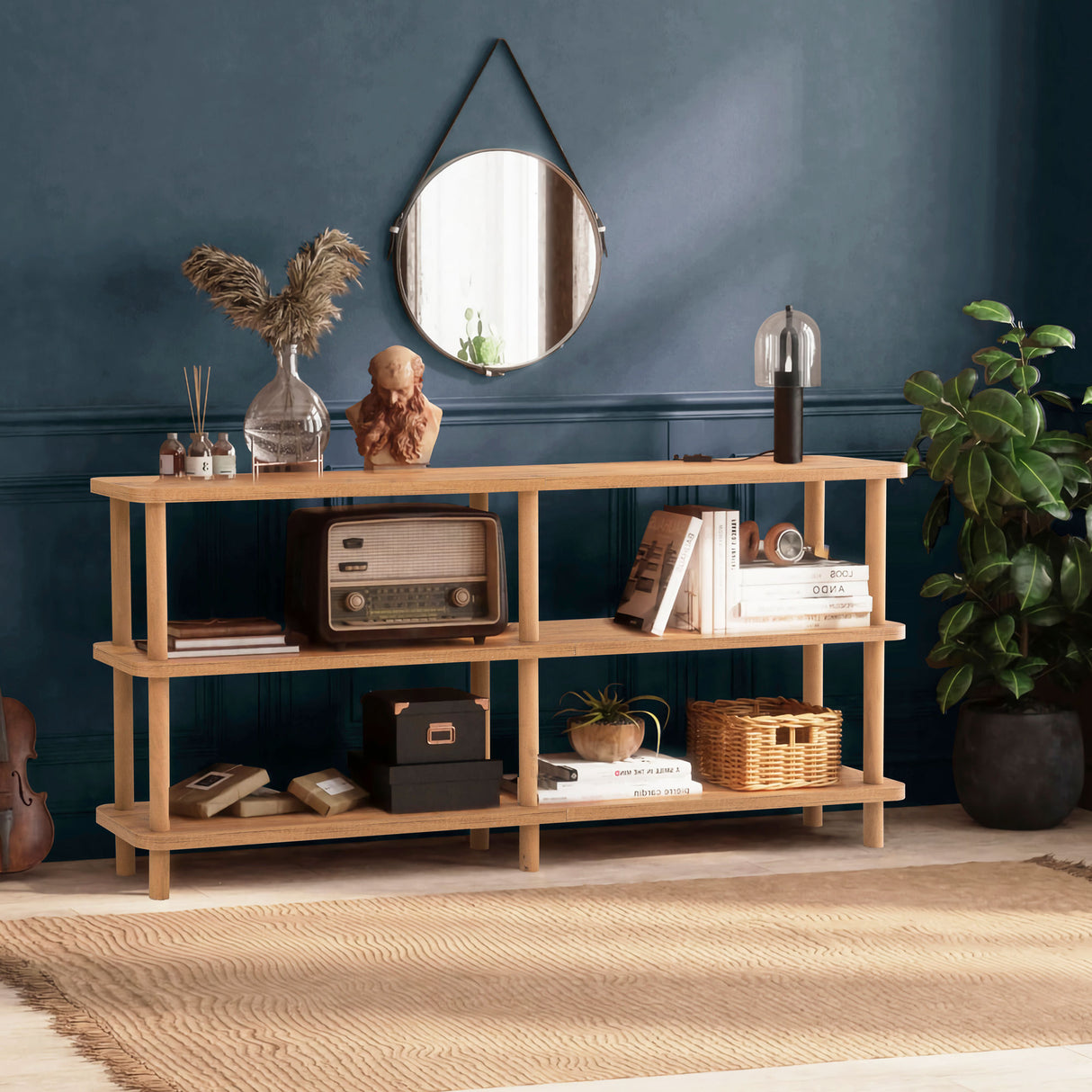 Wandkasten - Boekenkast Raca Atlantisch Dennenhout Melamine 150x74,9x35 cm - Dimehouse