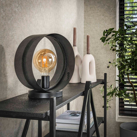 Bordlampe Fons 1-lys rund metal sort 