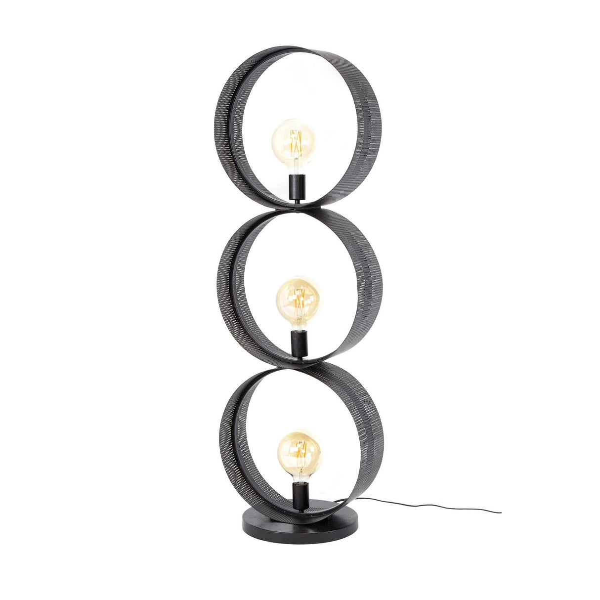 Vloerlamp Fons 3-lichts ringen metaal zwart