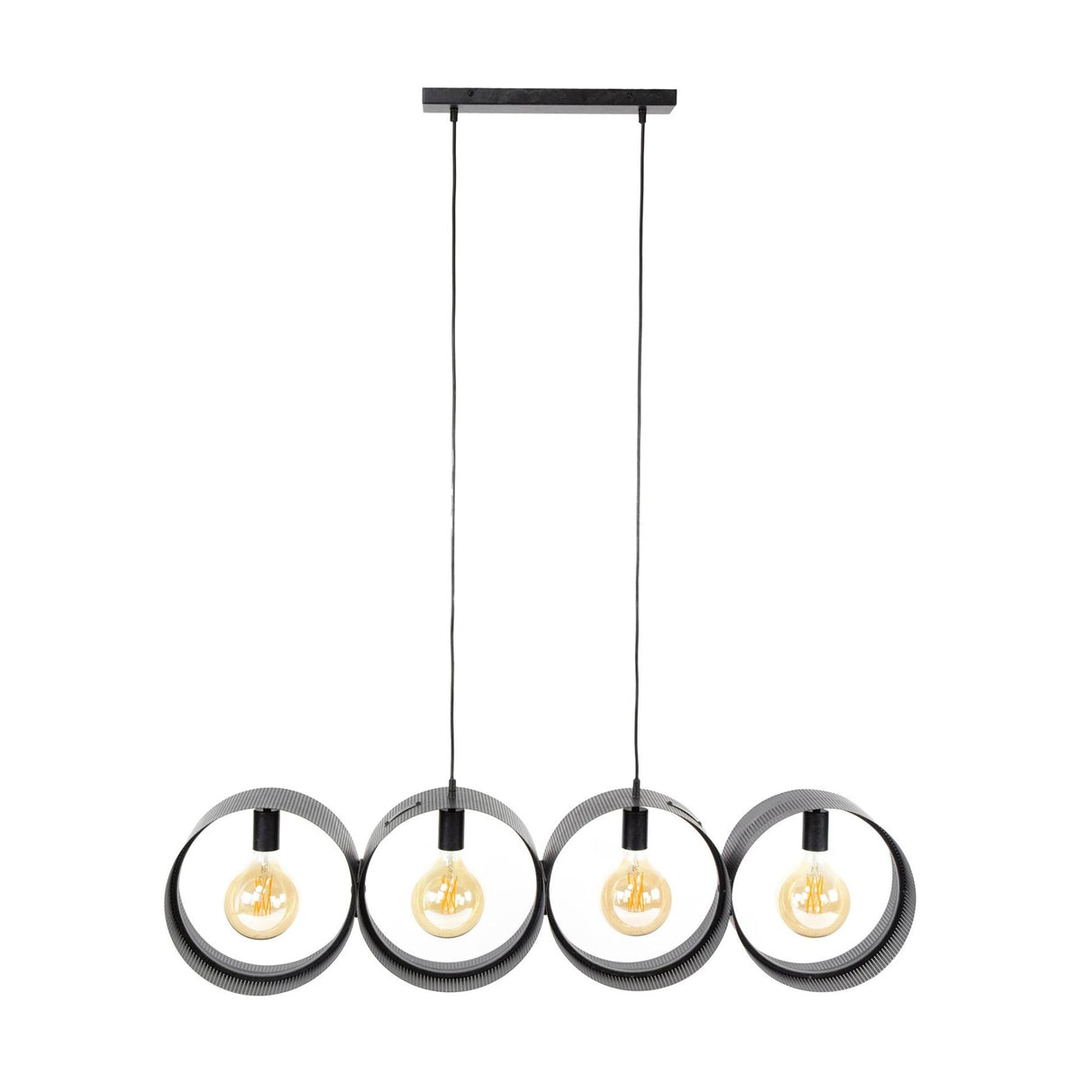 Loftlampe Fons 4-lys ringe metal sort 