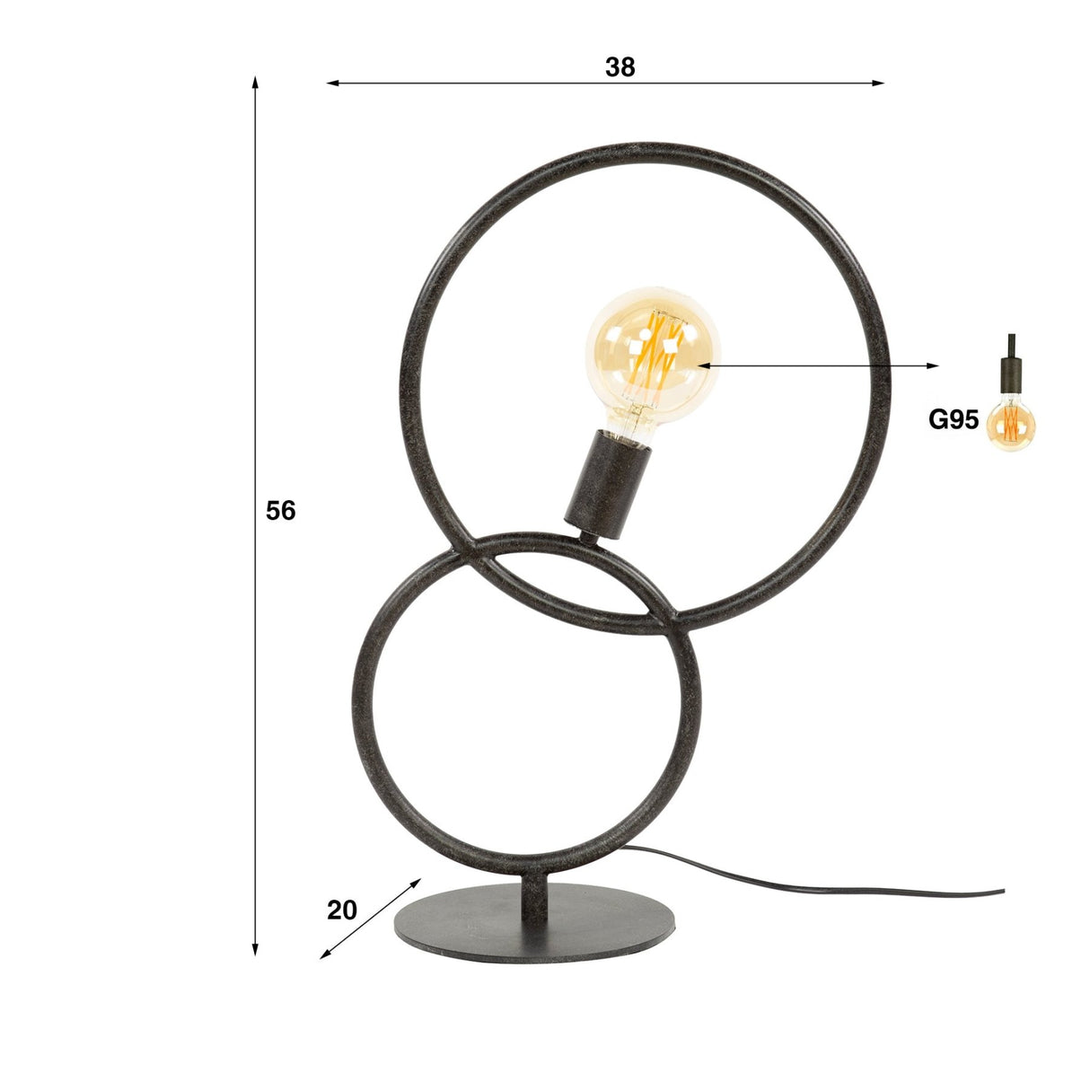 Bordlampe Bue 1-lys – Sort Metal 