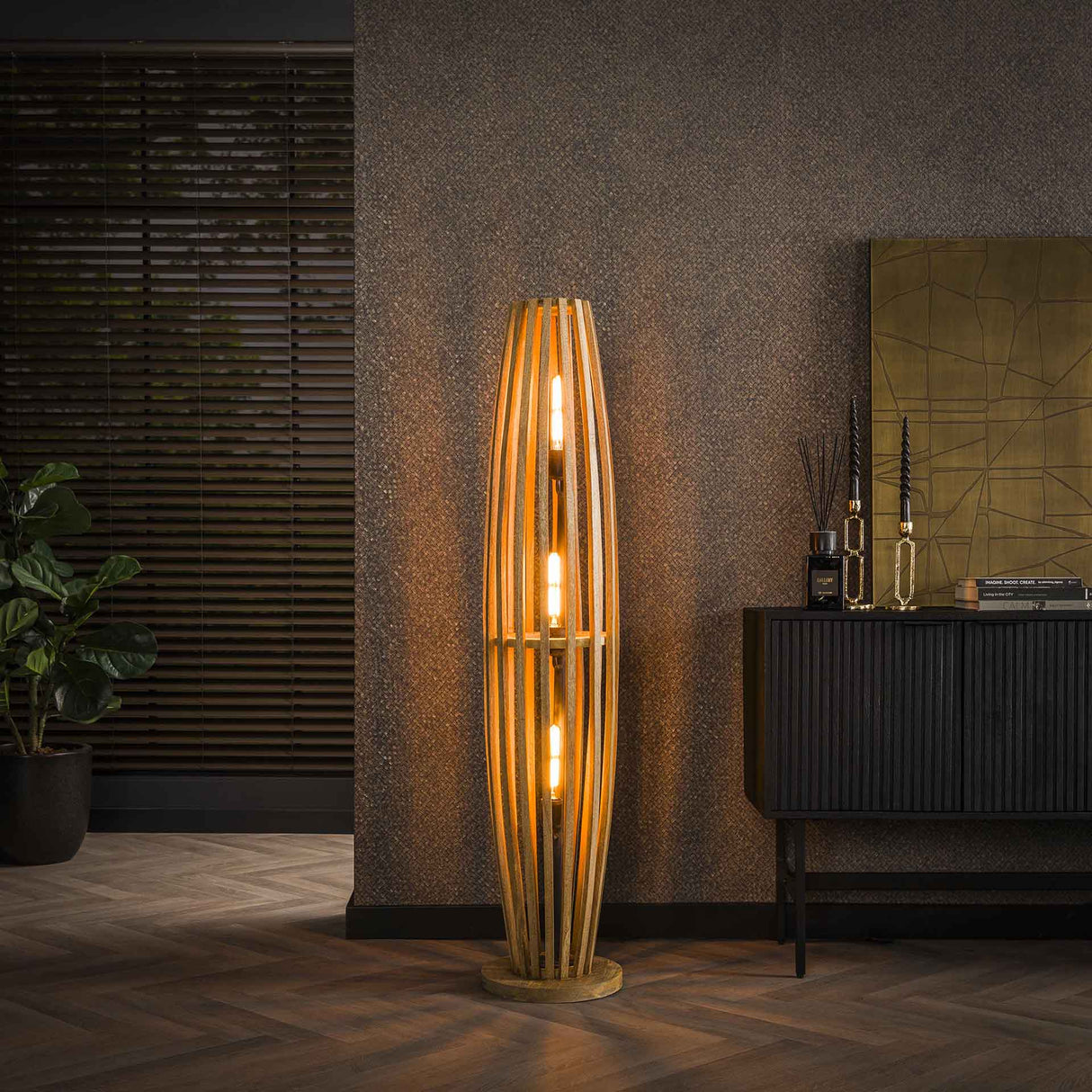 Gulvlampe Jalou mangotræ 3 lyskilder