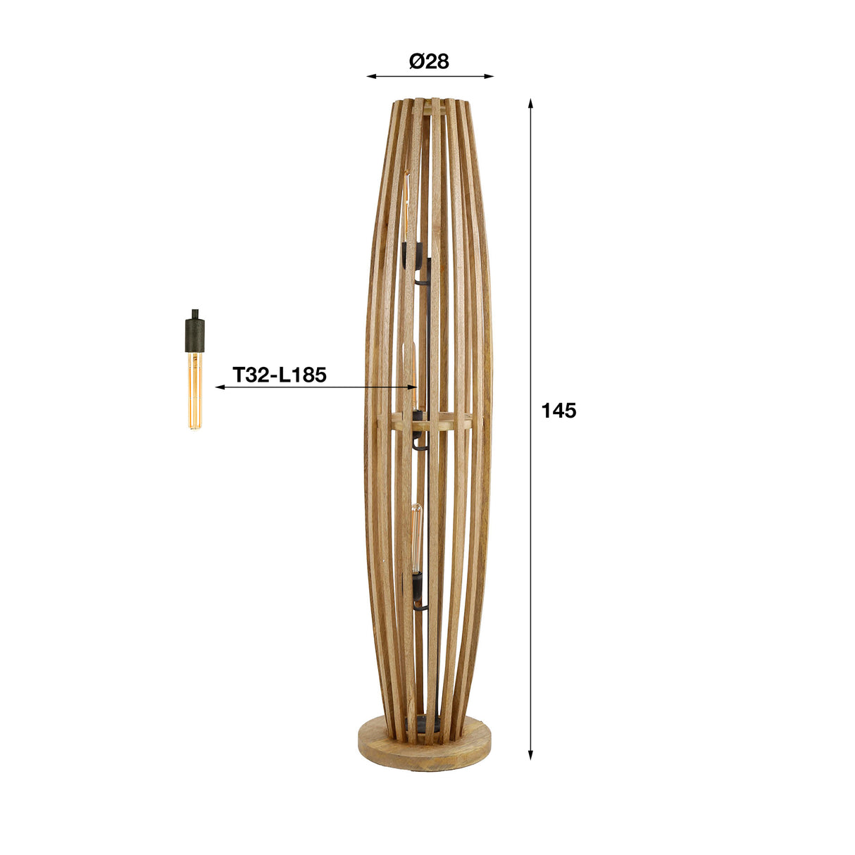 Gulvlampe Jalou mangotræ 3 lyskilder