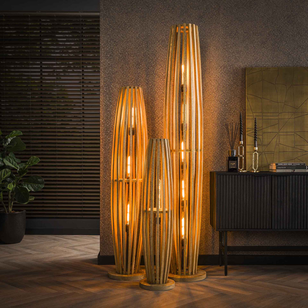 Gulvlampe Jalou mangotræ 5 lyskilder