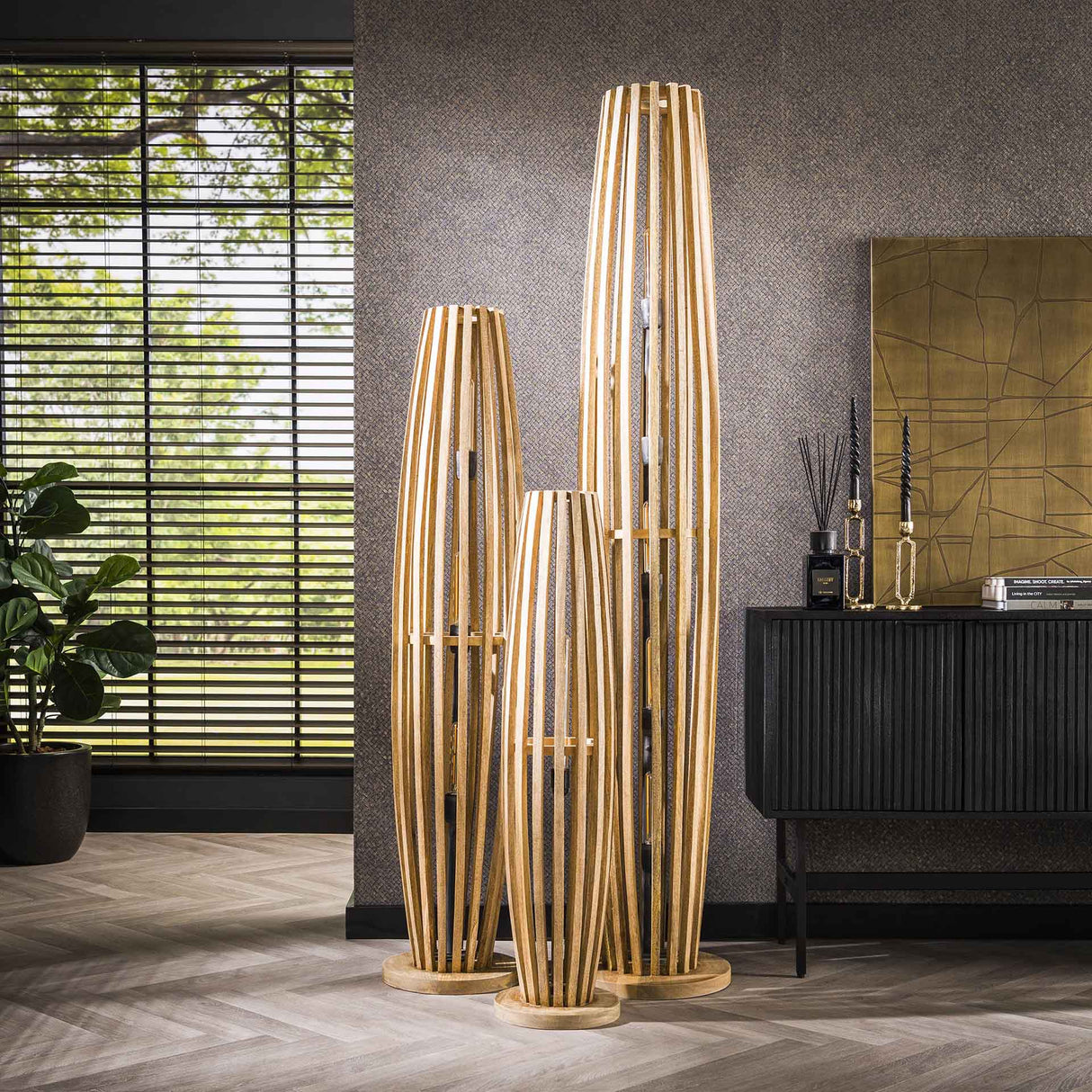 Gulvlampe Jalou mangotræ 5 lyskilder