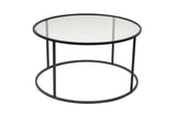 Salontabel Glas Rund 80 cm Barlin - Sort Ramme 