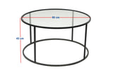 Salontabel Glas Rund 80 cm Barlin - Sort Ramme 