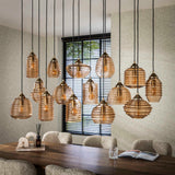 Loftlampe Mali 15-lys rillet glas ravfarvet 