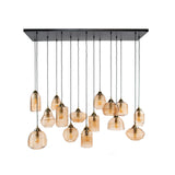 Loftlampe Mali 15-lys rillet glas ravfarvet 