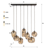 Hanglampen - Hanglamp 7 - lichts bruin reliëf glas Chen - Dimehouse