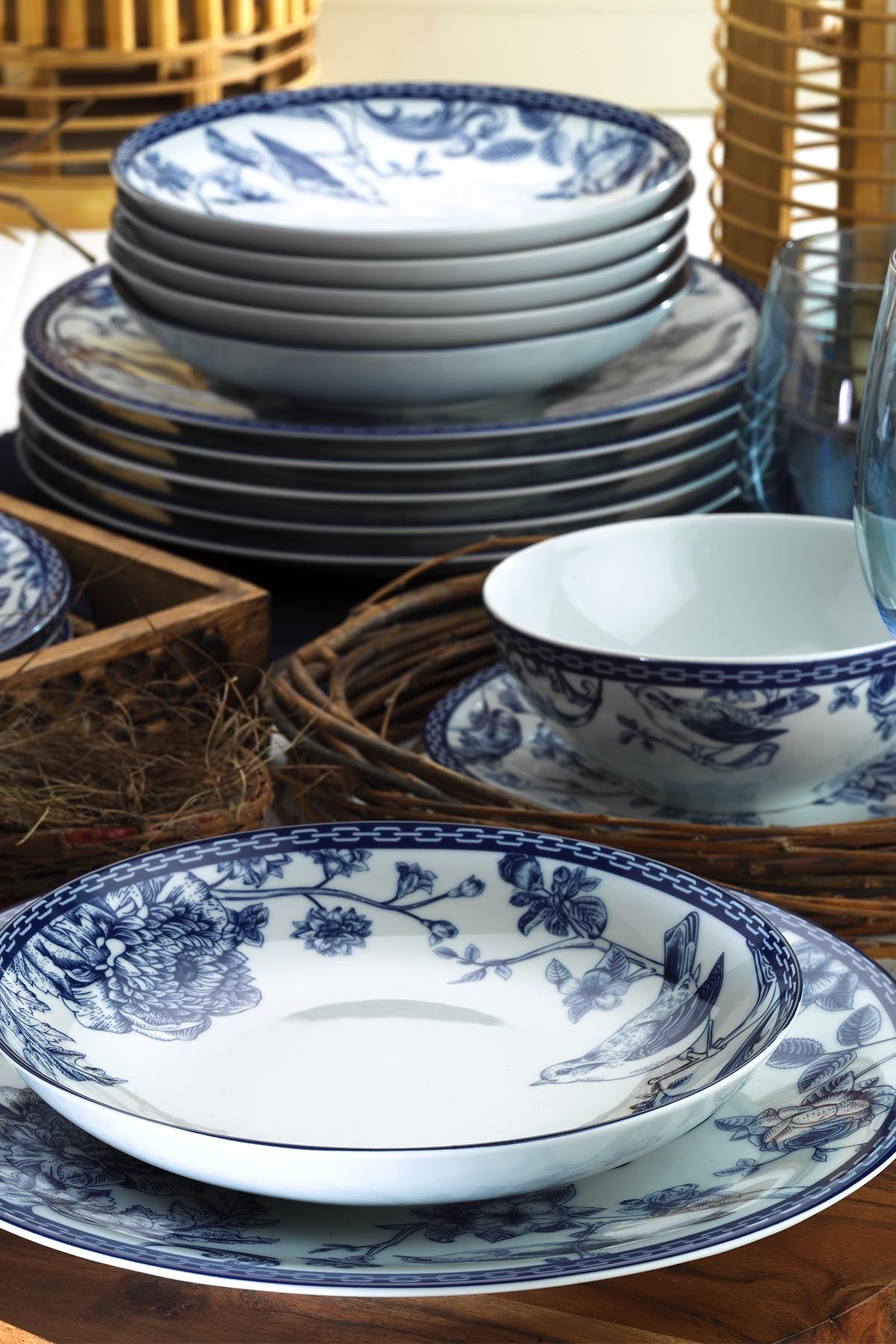 ZG24Y2420939016 Blå Hvid 100% PORCELÆN