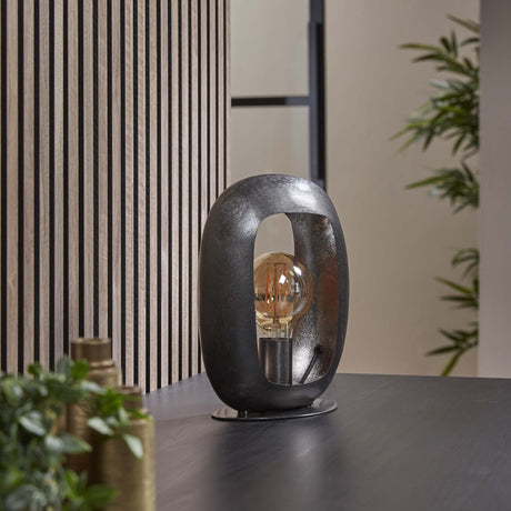 Industriel Bordlampe Selma S Oval Sort Nikkel