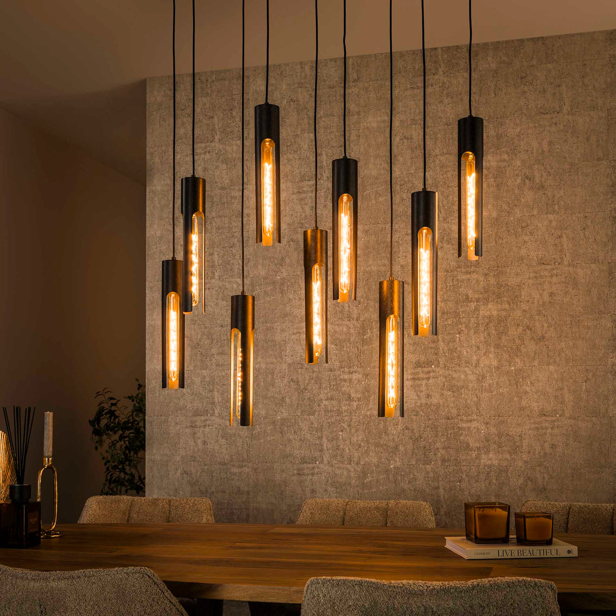 Hanglamp Judy 9-lichts zwart