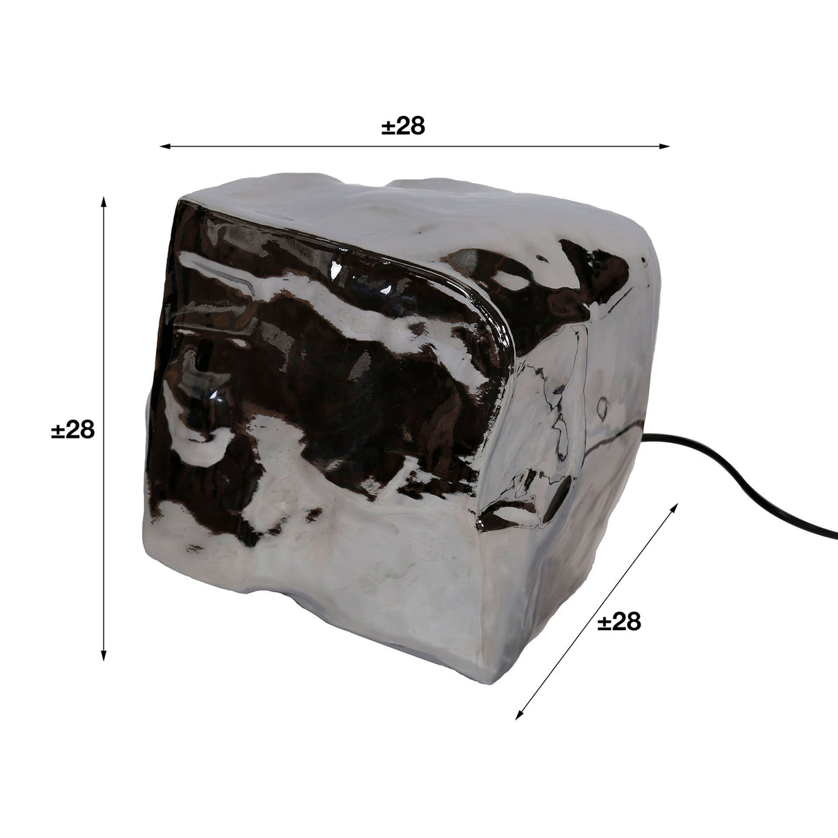 Bordlampe Rocks DH Interiør Forkromet LxBxH 44x34x34 Glas Hvid fotostørrelsesindikation