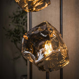 Gulvlampe 3-lys trappet kromglas Rocks