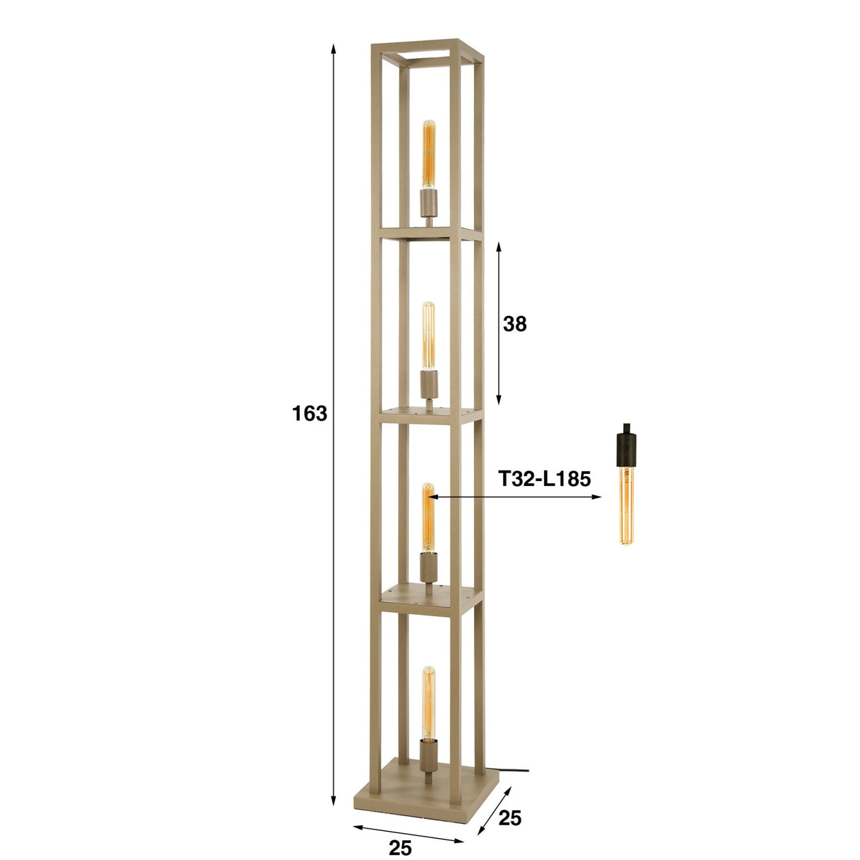 Design gulvlampe Nova 4-lys - Beige - 160 cm 