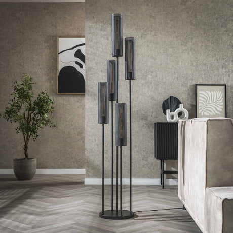 Gulvlampe Zavi 5-light stepped mesh sort