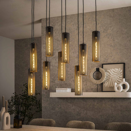 Hanglampen - Hanglamp Zavi 9 - lichts mesh zwart - Dimehouse