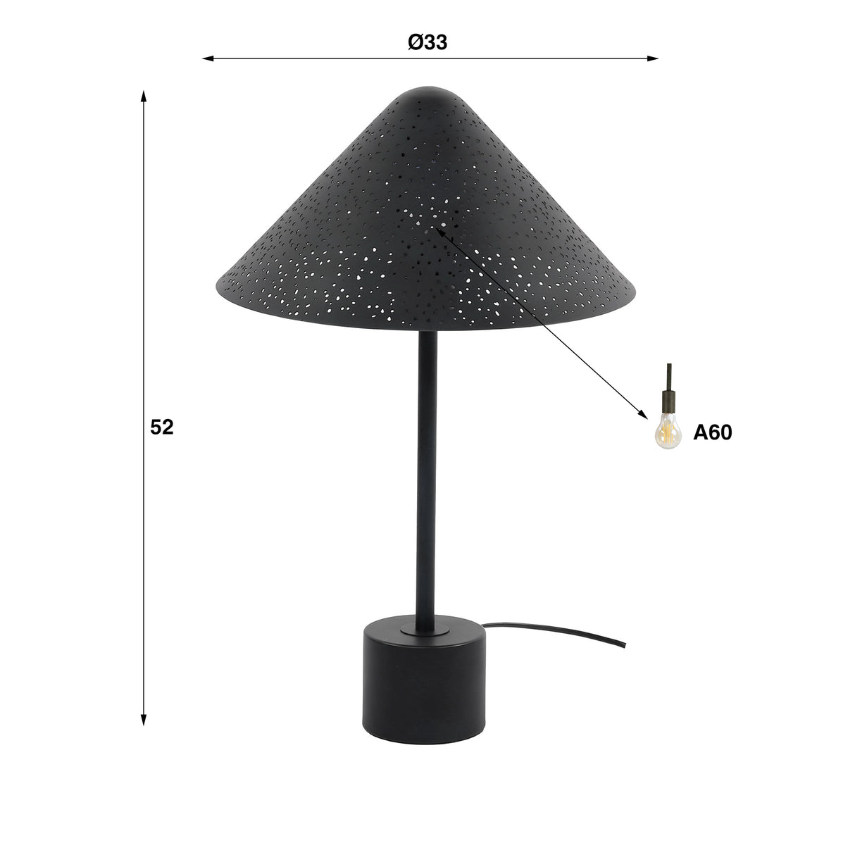 Table Lamp Kenneth Metaal Black