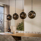 Hanglamp-Hanglamp Ada 4-lichts bruin glas-Dimehouse