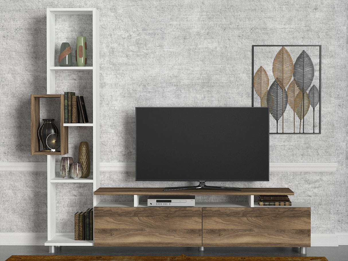 TV møbelsæt Tulip Hvid Valnød Melamin 160x166,7x29,5 cm