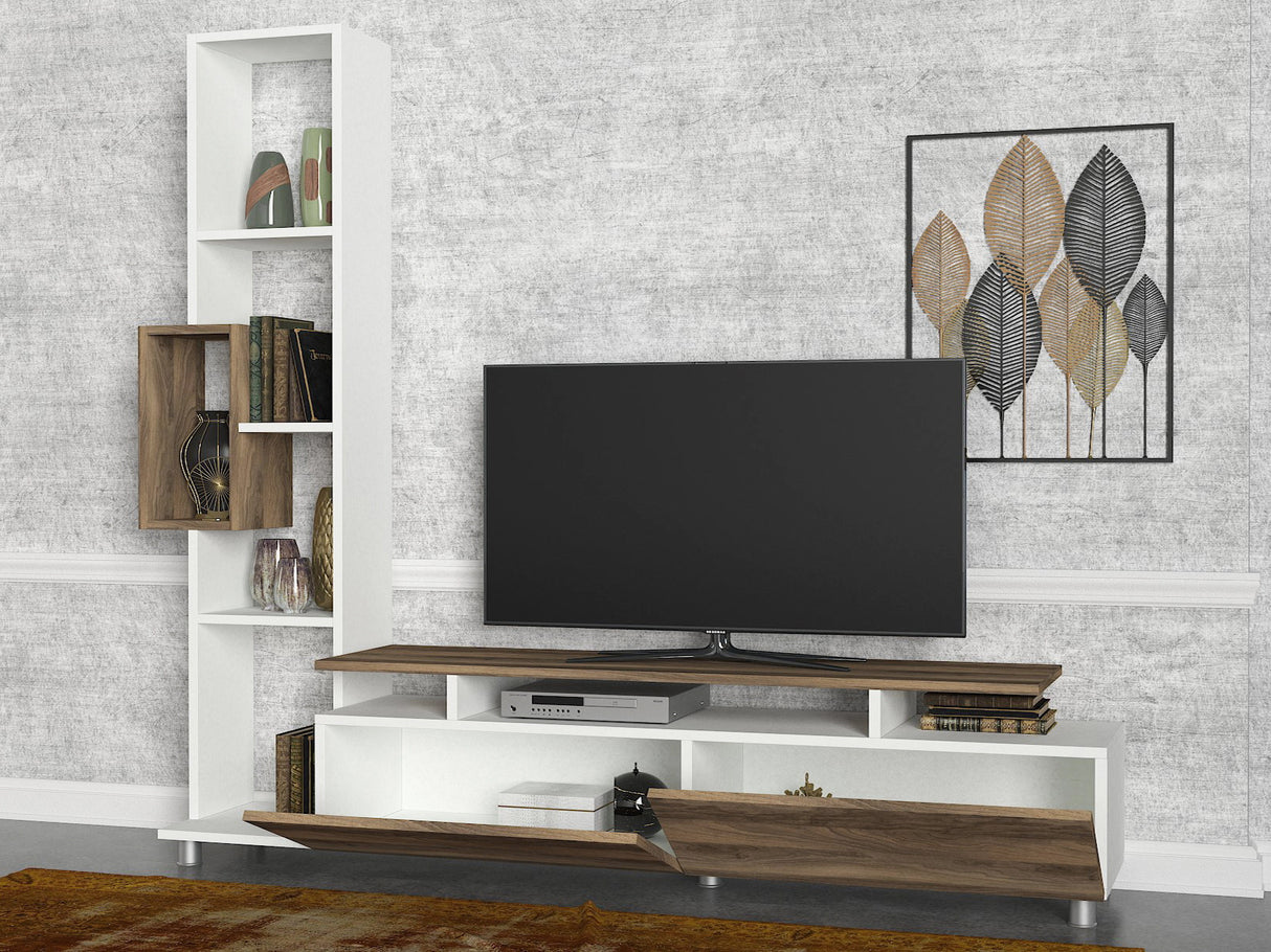 TV møbelsæt Tulip Hvid Valnød Melamin 160x166,7x29,5 cm