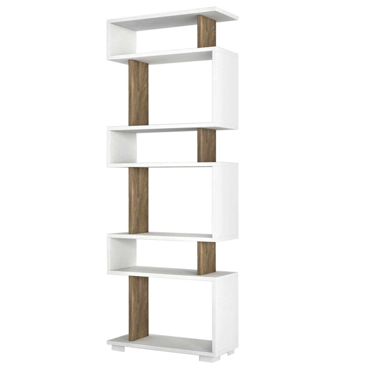 Design reol hvid med valnød melamin Blok 60x165x19,5 cm