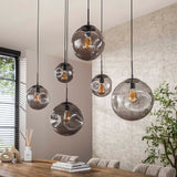Industriel Pendellampe Nova Sort 6-lys Bænk 135 cm 