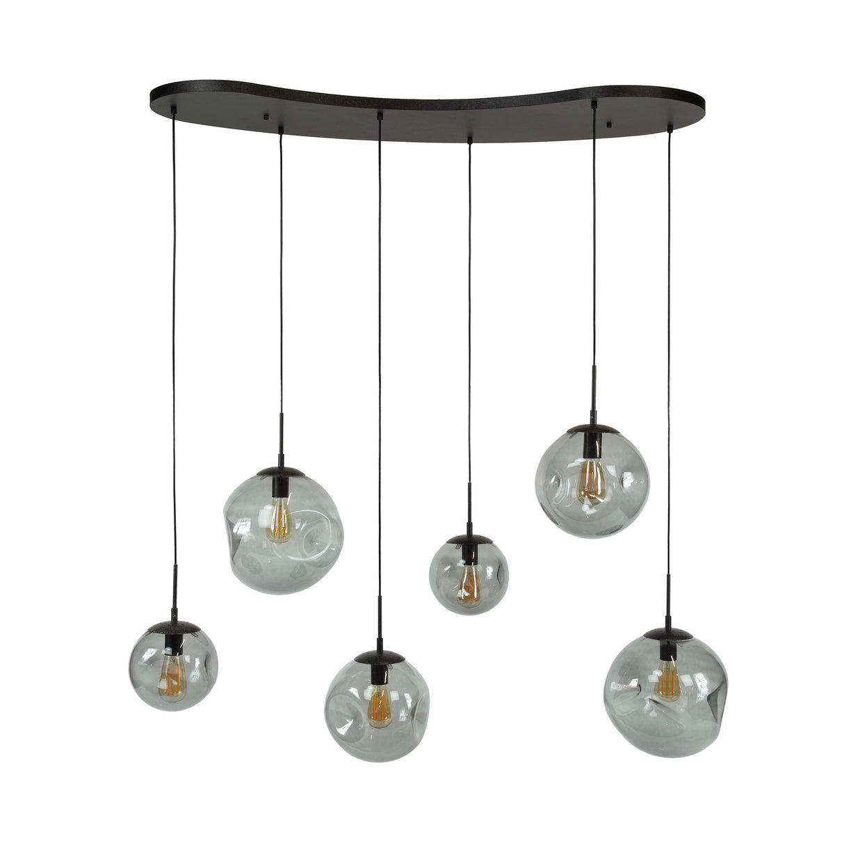 Industriel Pendellampe Nova Sort 6-lys Bænk 135 cm 