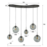 Industriel Pendellampe Nova Sort 6-lys Bænk 135 cm 