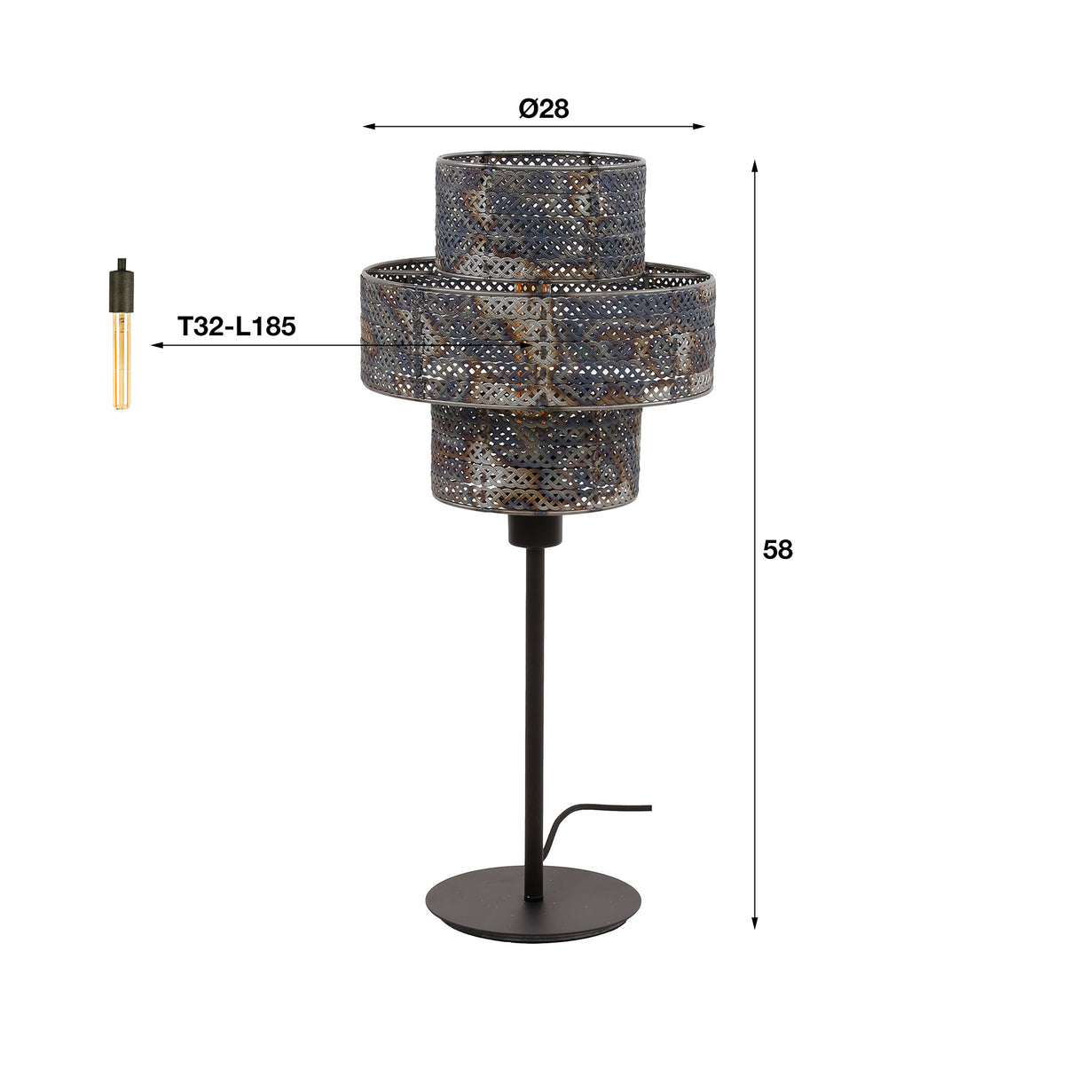 Table Lamp Luc Metal Black Brown