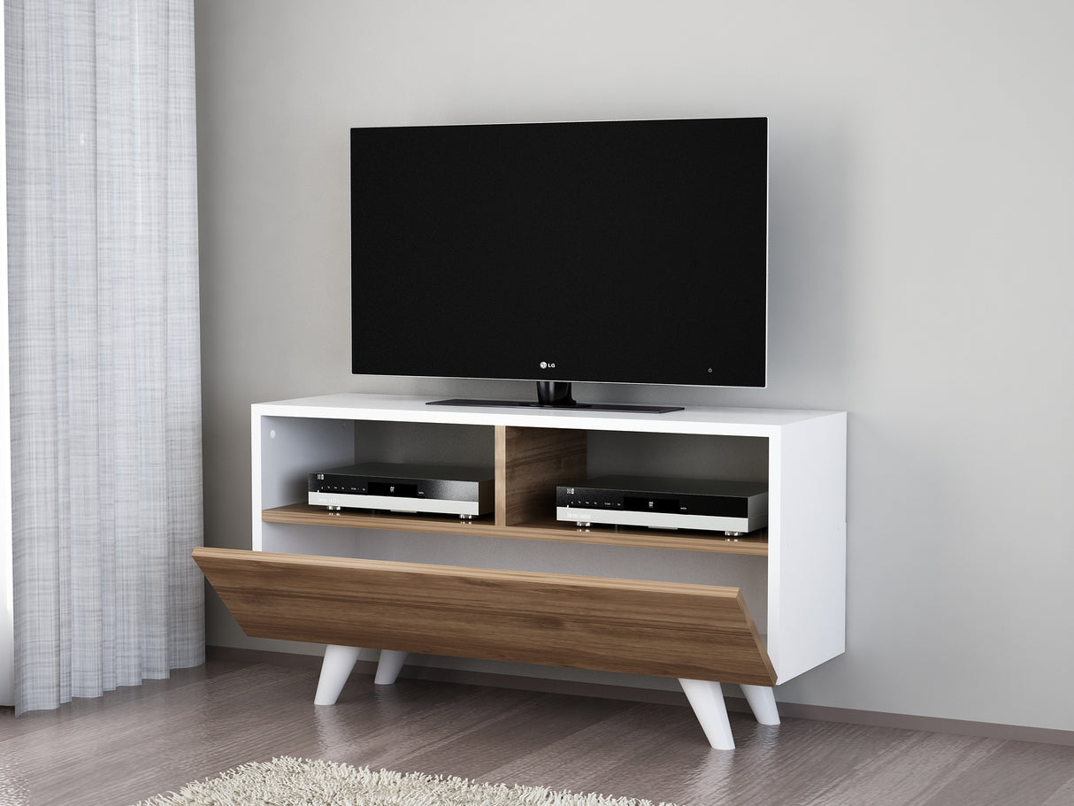 TV Meubels - TV Meubel Novella Wit Walnoot Melamine 90x50,6x29,5 cm - Dimehouse