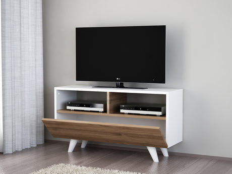 TV Meubels - TV Meubel Novella Wit Walnoot Melamine 90x50,6x29,5 cm - Dimehouse