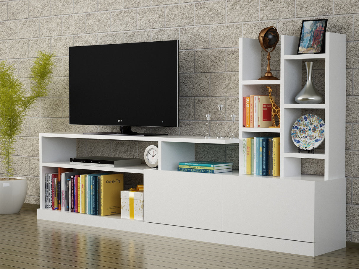 TV Møbelsæt Dolunay Hvid Melamin 164,4x91,3x25 cm