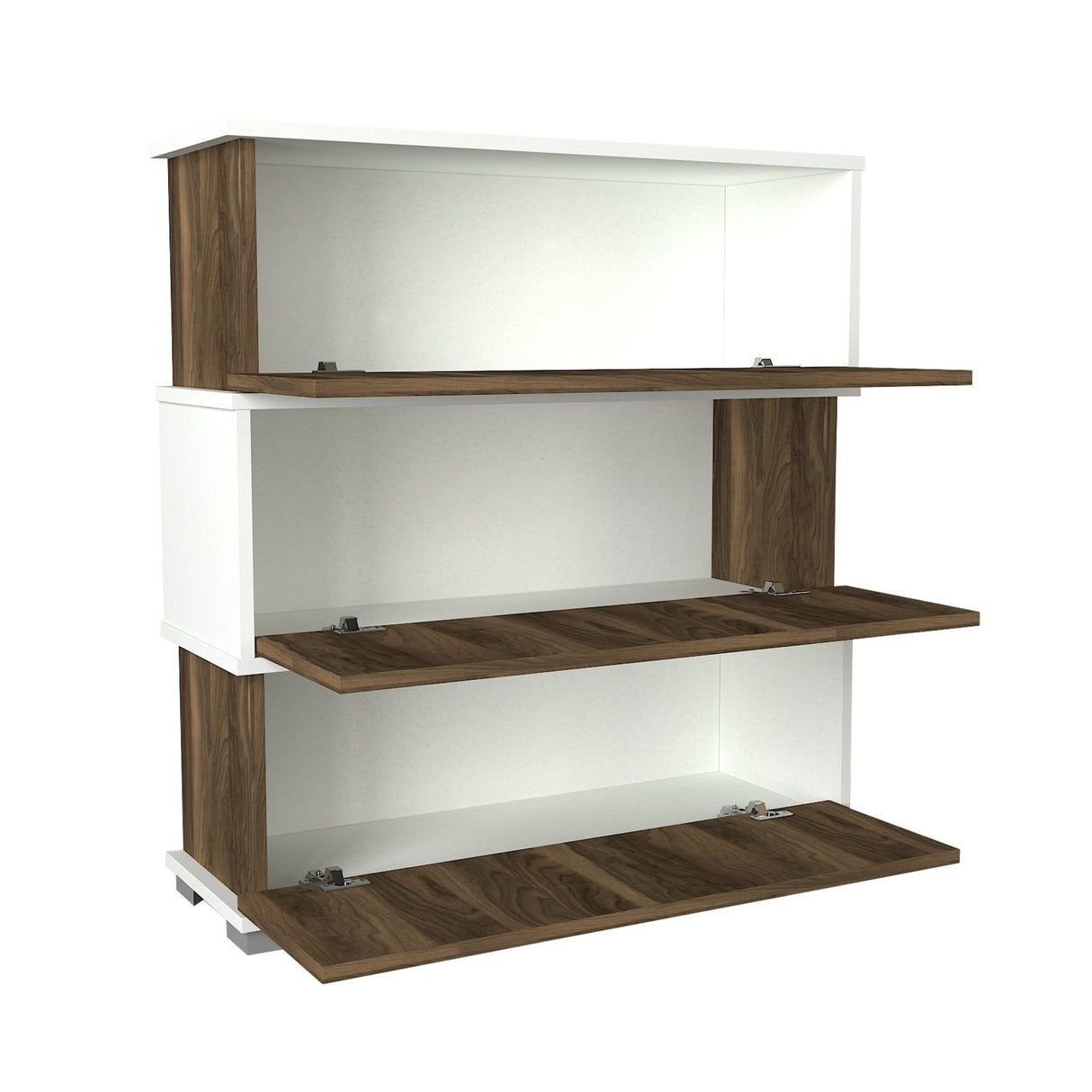Schoenenkasten - Schoenenkast Napolyon Wit Walnoot Melamine 90x93x30 cm - Dimehouse