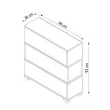 Schoenenkasten - Schoenenkast Napolyon Wit Walnoot Melamine 90x93x30 cm - Dimehouse
