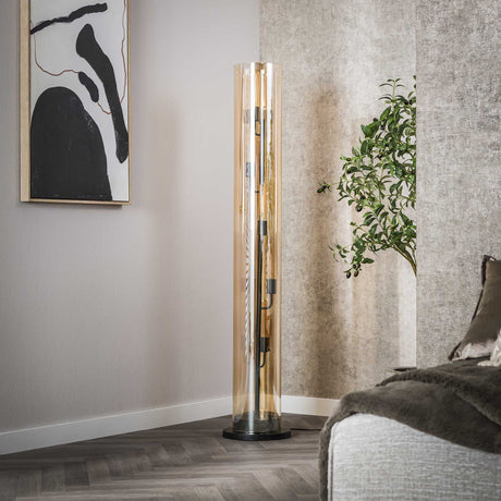 Gulvlampe Cai 5-lys ravfarvet glas