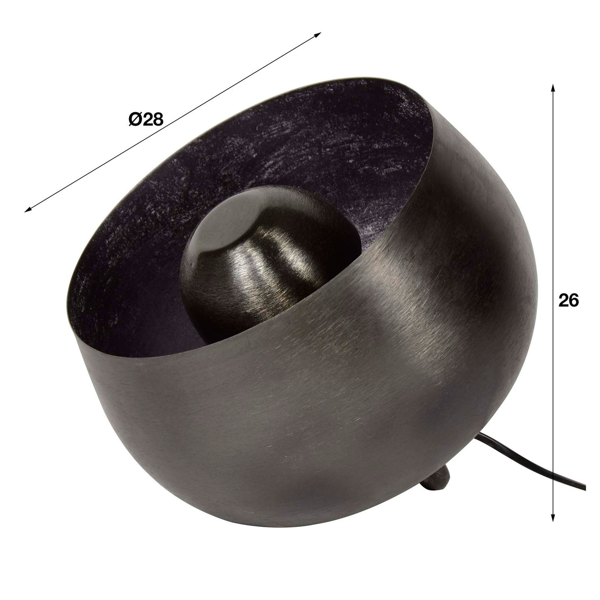 Bordlampe Basel DH Interiør Sort LxBxH 31x29x29 Nikkel Hvid fotostørrelsesindikation