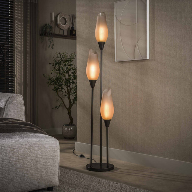 Gulvlampe Cocoon 3-light i sienna brun