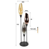 Gulvlampe Coco 3-lys farvet glas 