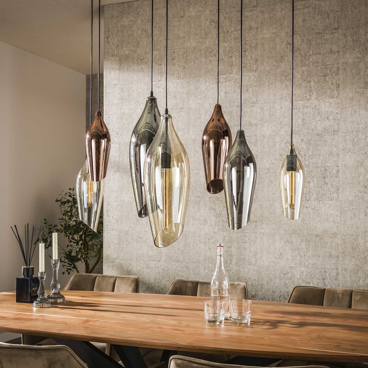 Hanglampen - Moderne Hanglamp Coco 7 - lichts gekleurd glas - Dimehouse