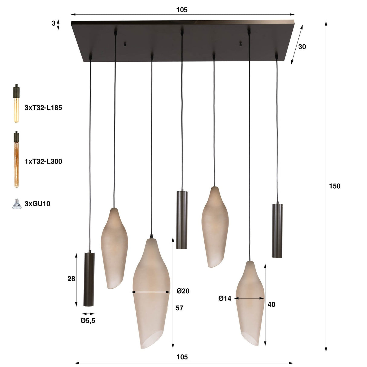 Hanglamp Cocoon cocoonstijl bruin frosted