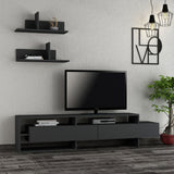 TV Meubels - TV Meubel Set Gara Antraciet Melamine 180x42x32 cm - Dimehouse
