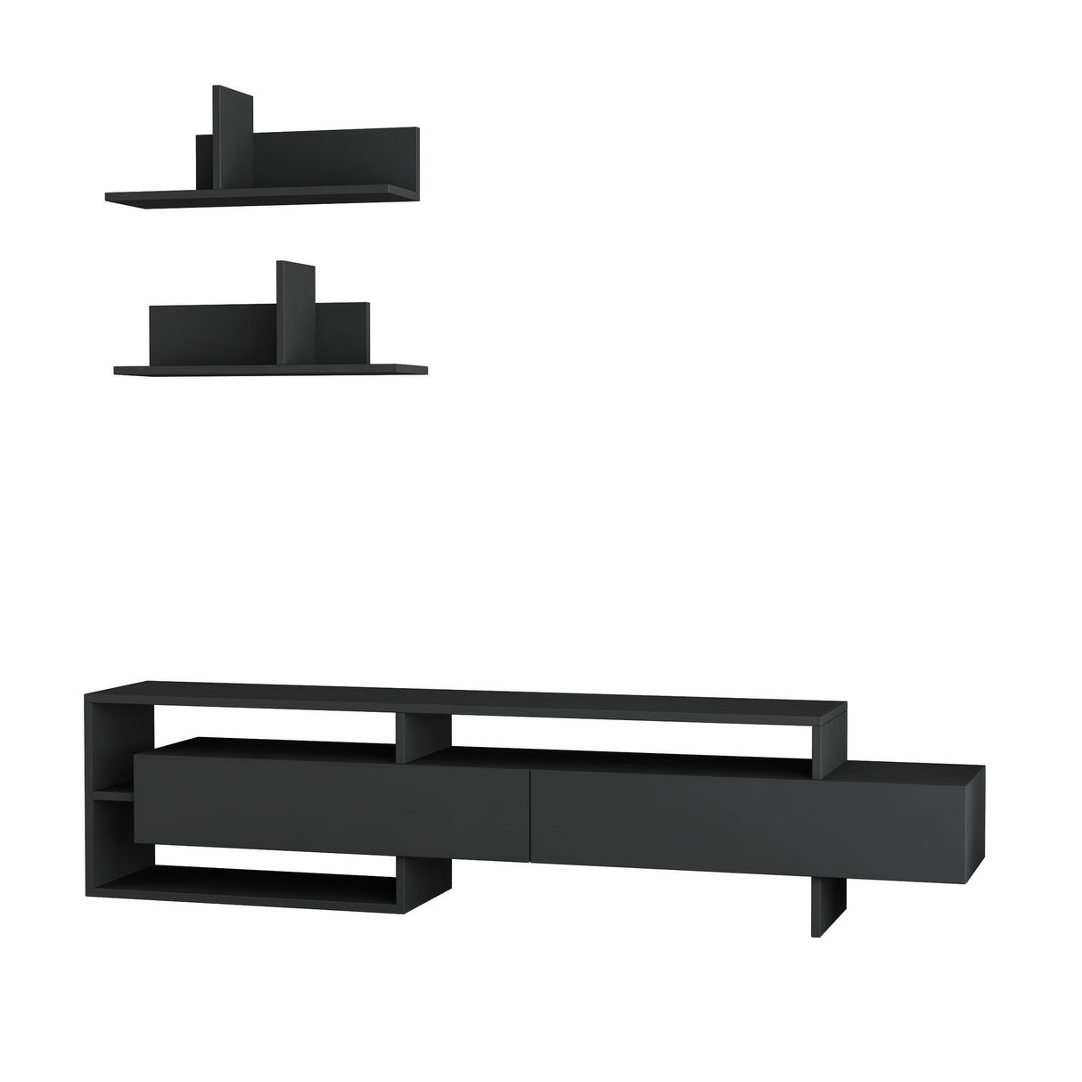 TV Meubels - TV Meubel Set Gara Antraciet Melamine 180x42x32 cm - Dimehouse