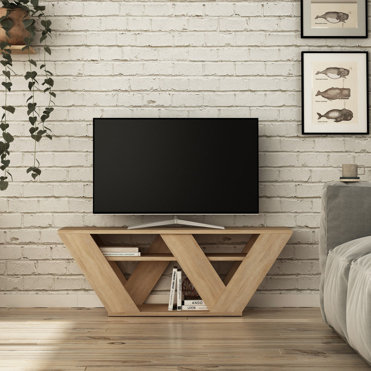 TV Meubels - TV Meubel Pipralla Eik Melamine 110x40x30 cm - Dimehouse