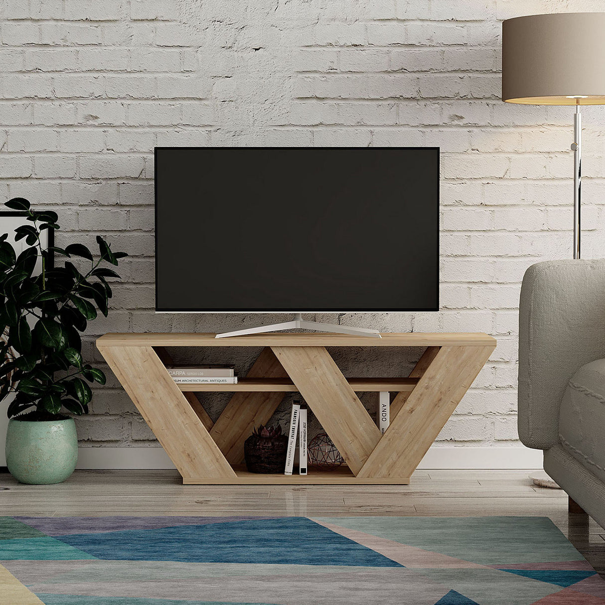 TV Meubels - TV Meubel Pipralla Eik Melamine 110x40x30 cm - Dimehouse