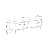 TV Meubels - TV Meubel Fiona Eik Wit Melamine 180x48x35,6 cm - Dimehouse