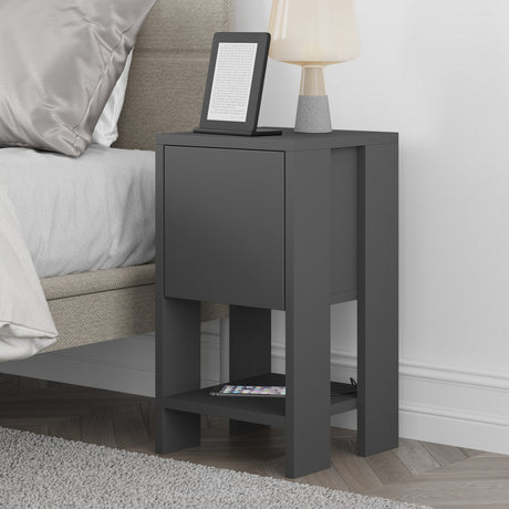 Nachtkastjes - Nachtkastje Ema Antraciet Melamine 30x55x30 cm - Dimehouse